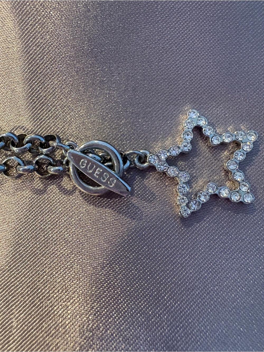 Guess Silver Star Pendant Chain Necklace - Picture 4 of 7